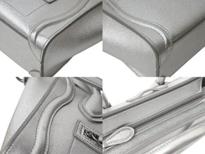極美品 CELINE セリーヌ ラゲージ ナノ 2WAY ショルダーバッグ ハンドバッグ イタリア製 レザー シルバー シルバー金具 中古 4c071436