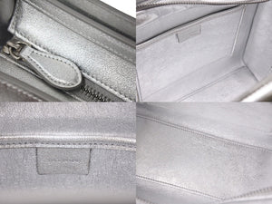 極美品 CELINE セリーヌ ラゲージ ナノ 2WAY ショルダーバッグ ハンドバッグ イタリア製 レザー シルバー シルバー金具 中古 4c071436