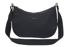 GUCCI グッチ GG柄 ハンドバック ショルダーバッグ 122790 キャンバス レザー ブラック シルバー金具 美品 中古 4c071459