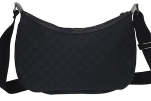 GUCCI グッチ GG柄 ハンドバック ショルダーバッグ 122790 キャンバス レザー ブラック シルバー金具 美品 中古 4c071459