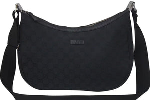 GUCCI グッチ GG柄 ハンドバック ショルダーバッグ 122790 キャンバス レザー ブラック シルバー金具 美品 中古 4c071459