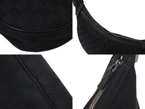 GUCCI グッチ GG柄 ハンドバック ショルダーバッグ 122790 キャンバス レザー ブラック シルバー金具 美品 中古 4c071459