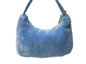 極美品 PRADA プラダ ホーボー ハンドバッグ 1NE515 トライアングル ブルー ブラック テリークロス シルバー金具 中古ロゴ 4c071462 