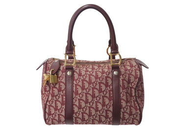 Christian Dior ディオール ハンドバッグ カバン スピーディ 25cm ボストン トロッター レッド ジャガード 美品 中古 4c071463