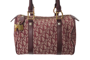 Christian Dior ディオール ハンドバッグ カバン スピーディ 25cm ボストン トロッター レッド ジャガード 美品 中古 4c071463