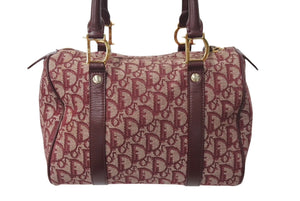 Christian Dior ディオール ハンドバッグ カバン スピーディ 25cm ボストン トロッター レッド ジャガード 美品 中古 4c071463