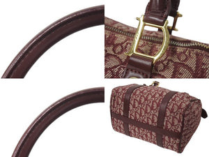 Christian Dior ディオール ハンドバッグ カバン スピーディ 25cm ボストン トロッター レッド ジャガード 美品 中古 4c071463