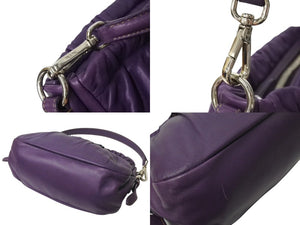 PRADA プラダ ワンショルダーバッグ ショルダーバッグ トライアングルロゴ イタリア製レザー パープルシルバー金具 美品 中古 4c071486 