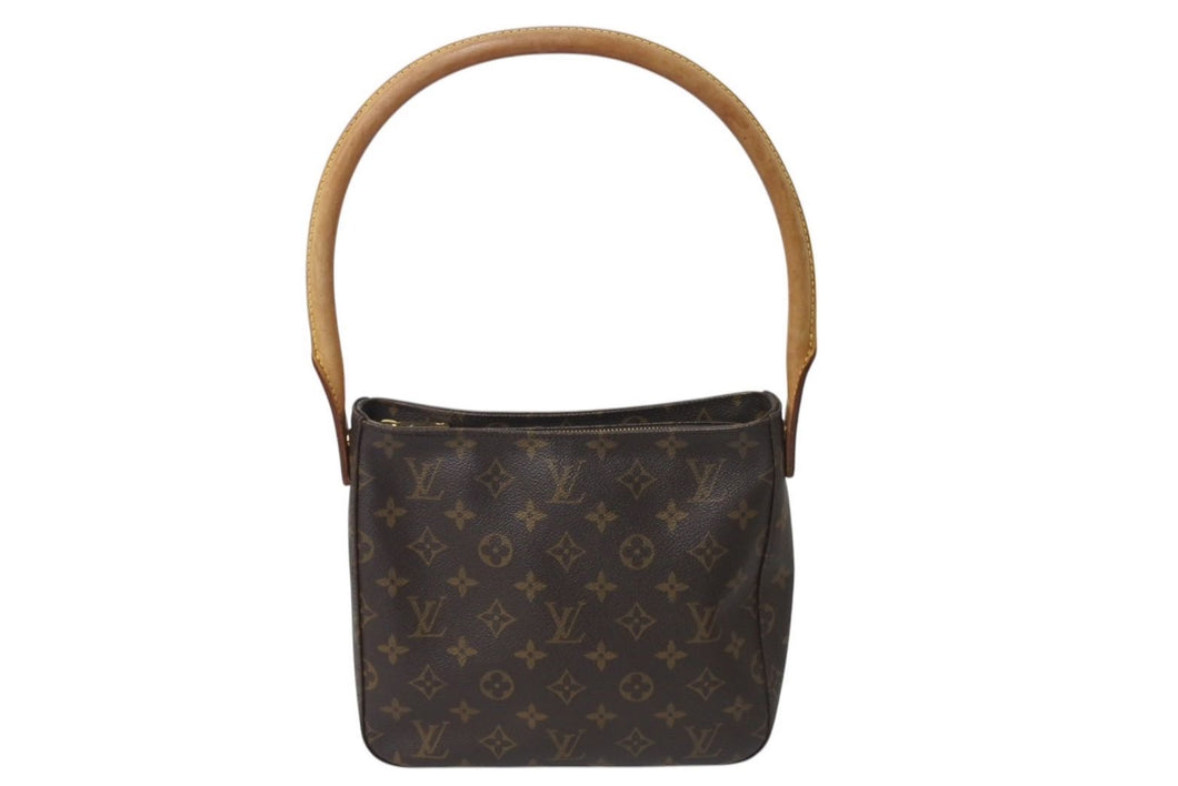 LOUIS VUITTON ルイヴィトン ルーピングMM ハンドバッグ M51146 モノグラム ゴールド金具 ブラウン 美品 中古 4c071491