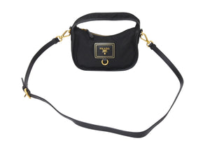 PRADA プラダ ハンドバック TESSUTO ORO 2WAYショルダーバッグ ナイロン BN1409 ブラック 黒 美品 中古 4c071493 