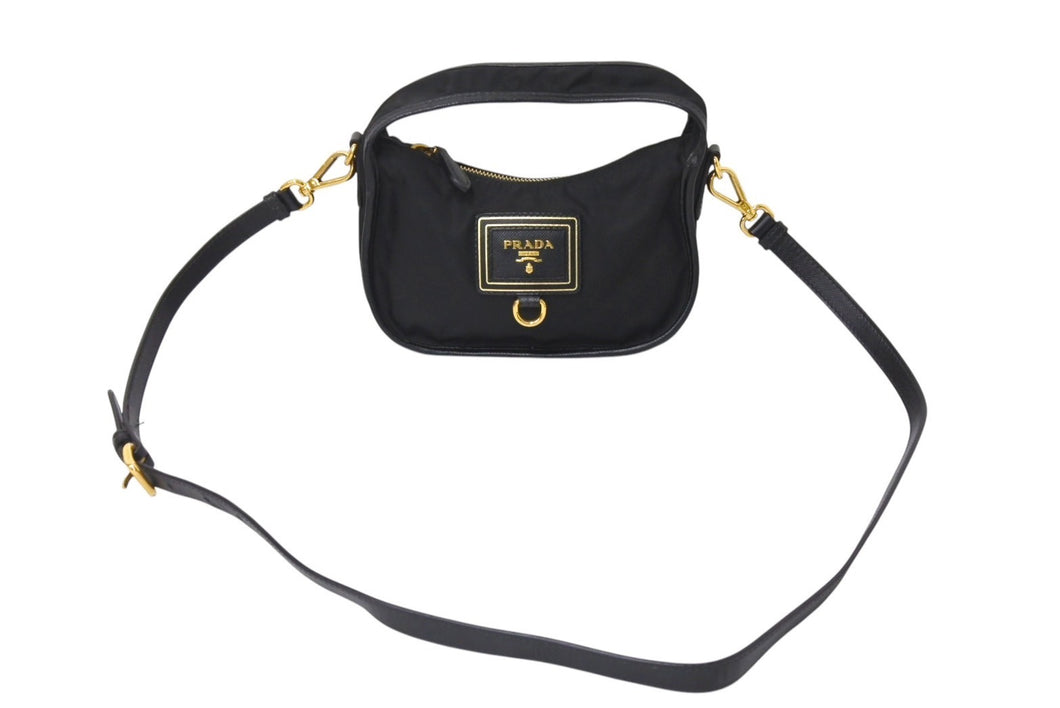 PRADA プラダ ハンドバック TESSUTO ORO 2WAYショルダーバッグ ナイロン BN1409 ブラック 黒 美品 中古 4c071493 