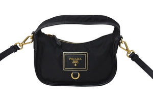 PRADA プラダ ハンドバック TESSUTO ORO 2WAYショルダーバッグ ナイロン BN1409 ブラック 黒 美品 中古 4c071493 