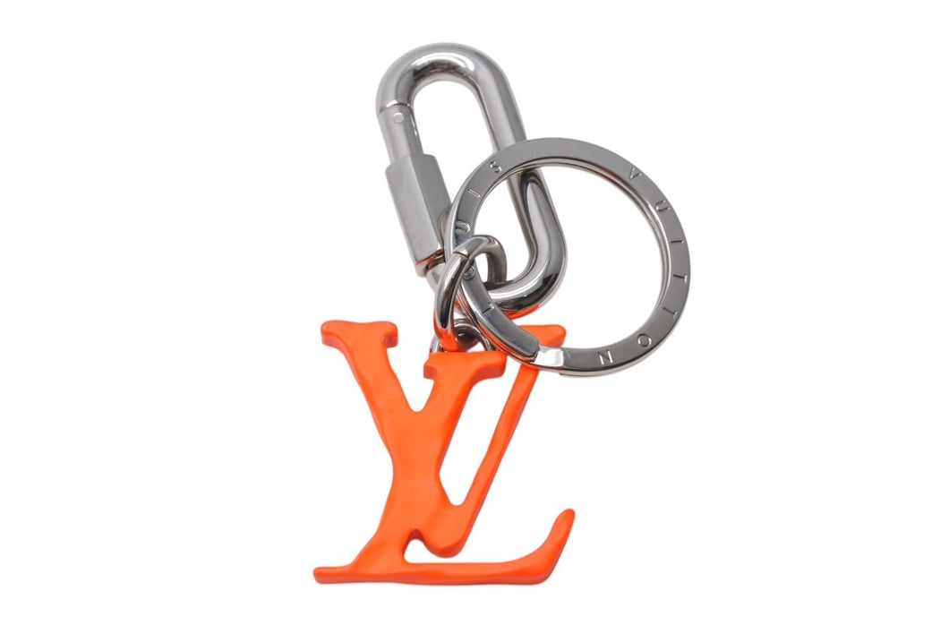 LOUIS VUITTON ルイヴィトン ポルトクレ LVシャープ キーホルダー MP2291 イタリア製 メタル オレンジ シルバー金具 美品 中古 4c071497