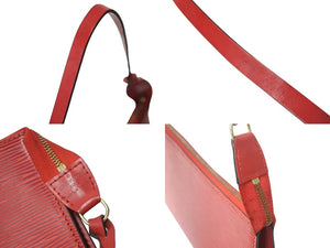 LOUIS VUITTON ルイヴィトン ポシェットアクセソワール エピレザー M52947 レッド ゴールド金具 美品 中古 4c071505