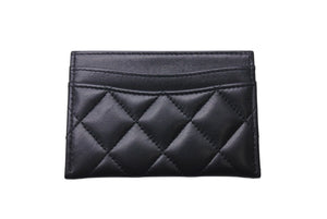 CHANEL シャネル ラムスキン タイムクラシック マトラッセ カードケース ブラック ランダム 美品 中古 4c071508