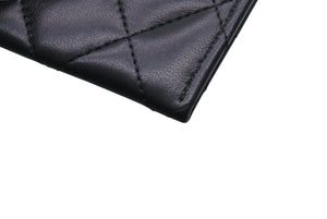 CHANEL シャネル ラムスキン タイムクラシック マトラッセ カードケース ブラック ランダム 美品 中古 4c071508