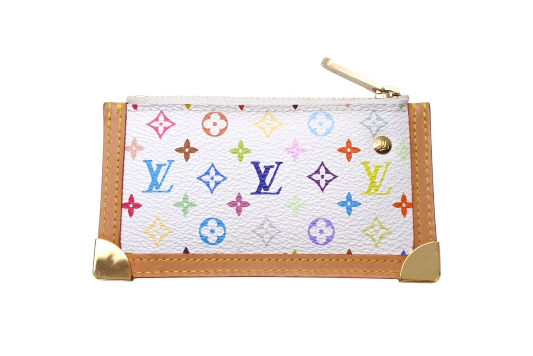 新品同様 LOUISVUITTON ルイヴィトン ポシェットクレコインケース M92655 モノグラムマルチカラーキャンバス ホワイト 中古 4c071511