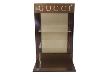 GUCCI グッチ ディスプレイ 非売品 雑貨 目立つレア ブランドロゴ ブラウン ウッド プラスチック 美品 中古 4c071522 