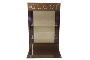 GUCCI グッチ ディスプレイ 非売品 雑貨 目立つレア ブランドロゴ ブラウン ウッド プラスチック 美品 中古 4c071522 