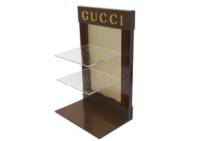 GUCCI グッチ ディスプレイ 非売品 雑貨 目立つレア ブランドロゴ ブラウン ウッド プラスチック 美品 中古 4c071522 