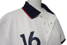 Load image into Gallery viewer, POLO Ralph Lauren ポロラルフローレン ポロシャツ GBR イギリス国旗 CHINA製 コットン ネイビー レッド ホワイト 美品 中古 4c071535
