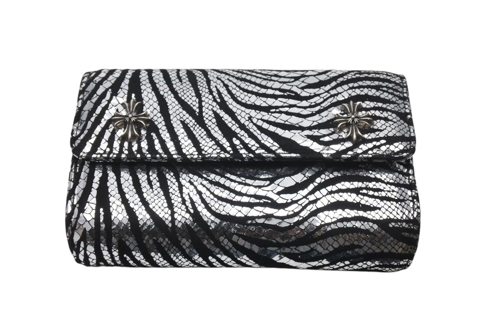CHROME HEARTS クロムハーツ クラッチバッグ クロス ゼブラ ブラック 
