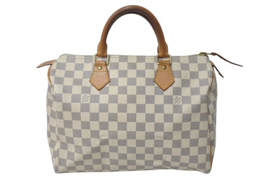 LOUIS VUITTON ルイヴィトン スピーディ30 ダミエ ハンドバッグアズール N41533 ホワイト ベージュ 中古 4c071562