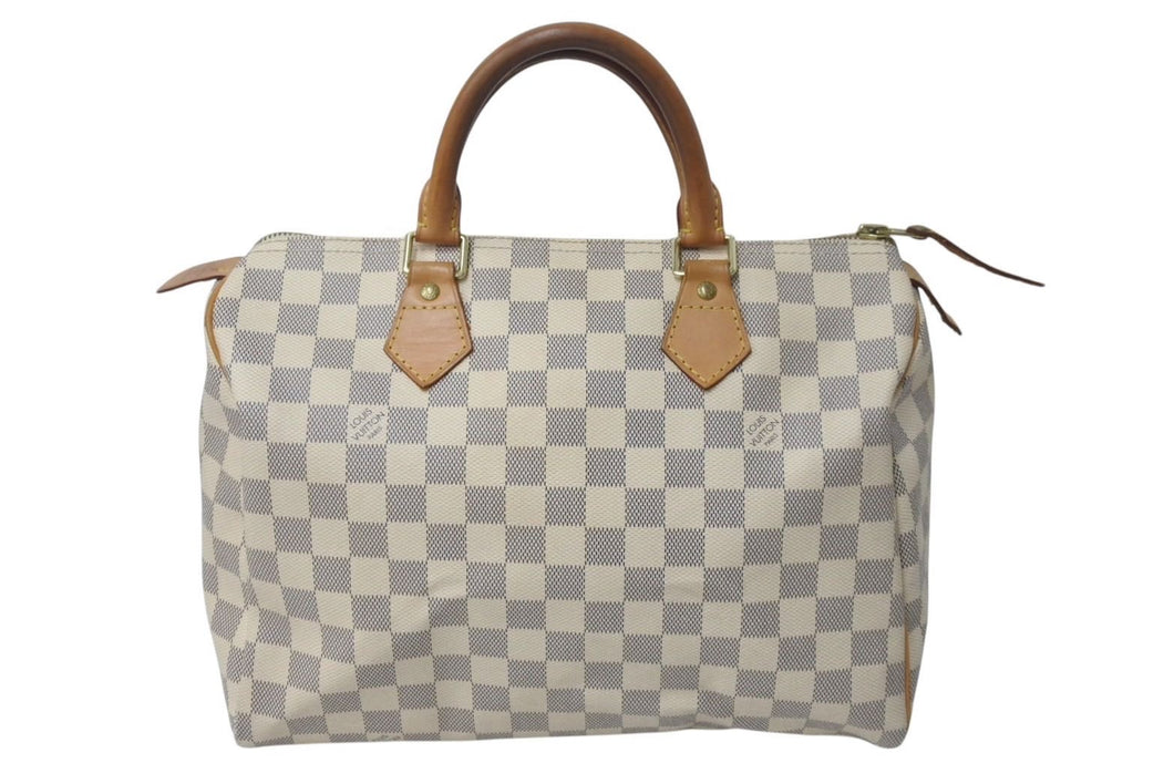 LOUIS VUITTON ルイヴィトン スピーディ30 ダミエ ハンドバッグアズール N41533 ホワイト ベージュ 中古 4c071562