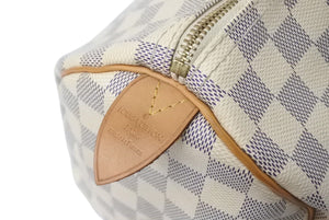 LOUIS VUITTON ルイヴィトン スピーディ30 ダミエ ハンドバッグアズール N41533 ホワイト ベージュ 中古 4c071562