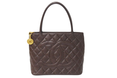 極美品 CHANEL シャネル 復刻トート 5番台 ハンドバッグ ココマーク キャビアスキン ブラウン ゴールド金具 中古 4c071567