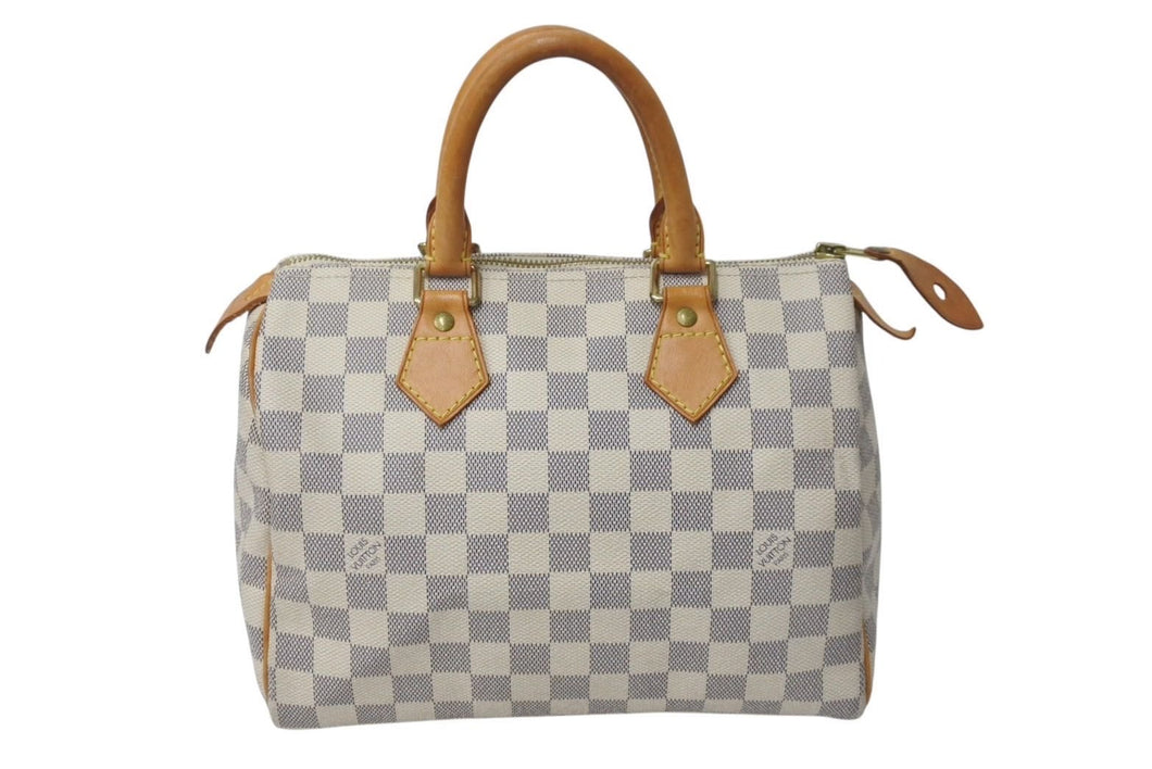 LOUIS VUITTON ルイヴィトン ハンドバッグ スピーディ25 ダミエアズール N41534 ホワイト グレー ゴールド金具 美品 中古 4c071568