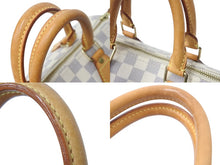 Load image into Gallery viewer, LOUIS VUITTON ルイヴィトン ハンドバッグ スピーディ25 ダミエアズール N41534 ホワイト グレー ゴールド金具 美品 中古 4c071568