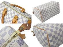 Load image into Gallery viewer, LOUIS VUITTON ルイヴィトン ハンドバッグ スピーディ25 ダミエアズール N41534 ホワイト グレー ゴールド金具 美品 中古 4c071568