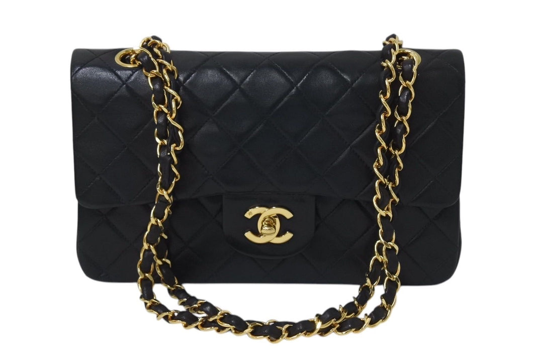 CHANEL シャネル マトラッセ23 Wフラップ チェーン ショルダーバッグ ラムスキン 2番台 ブラック ゴールド金具 美品 中古 4c071593