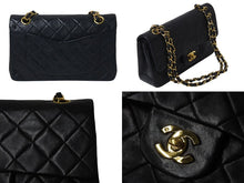 Load image into Gallery viewer, CHANEL シャネル マトラッセ23 Wフラップ チェーン ショルダーバッグ ラムスキン 2番台 ブラック ゴールド金具 美品 中古 4c071593