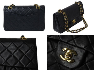 CHANEL シャネル マトラッセ23 Wフラップ チェーン ショルダーバッグ ラムスキン 2番台 ブラック ゴールド金具 美品 中古 4c071593