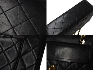 CHANEL シャネル マトラッセ23 Wフラップ チェーン ショルダーバッグ ラムスキン 2番台 ブラック ゴールド金具 美品 中古 4c071593