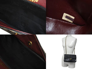 CHANEL シャネル マトラッセ23 Wフラップ チェーン ショルダーバッグ ラムスキン 1番台 ブラック ゴールド金具 美品 中古 4c071594