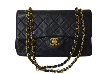 CHANEL シャネル マトラッセ23 Wフラップ チェーン ショルダーバッグ ラムスキン 1番台 ブラック ゴールド金具 美品 中古 4c071594