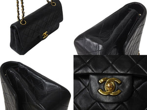 CHANEL シャネル マトラッセ23 Wフラップ チェーン ショルダーバッグ ラムスキン 1番台 ブラック ゴールド金具 美品 中古 4c071594