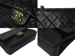 CHANEL シャネル マトラッセ23 Wフラップ チェーン ショルダーバッグ ラムスキン 1番台 ブラック ゴールド金具 美品 中古 4c071594