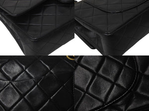 CHANEL シャネル マトラッセ23 Wフラップ チェーン ショルダーバッグ ラムスキン 1番台 ブラック ゴールド金具 美品 中古 4c071594