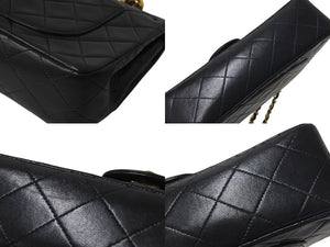 CHANEL シャネル マトラッセ23 Wフラップ チェーン ショルダーバッグ ラムスキン 1番台 ブラック ゴールド金具 美品 中古 4c071594