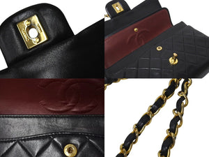 CHANEL シャネル マトラッセ23 Wフラップ チェーン ショルダーバッグ ラムスキン 1番台 ブラック ゴールド金具 美品 中古 4c071594