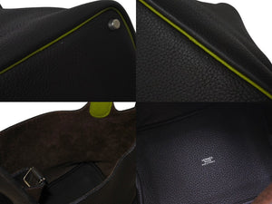 HERMES エルメス ピコタンPM ハンドバッグ トリヨンクレマンス モカ アニスグリーン □I刻印 シルバー金具 美品 中古 4c071597