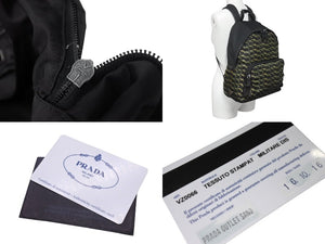 PRADA プラダ ピストル バックパック リュックサック ナイロン レザー ブラック ブラウン カーキ 美品 中古 4c071602 