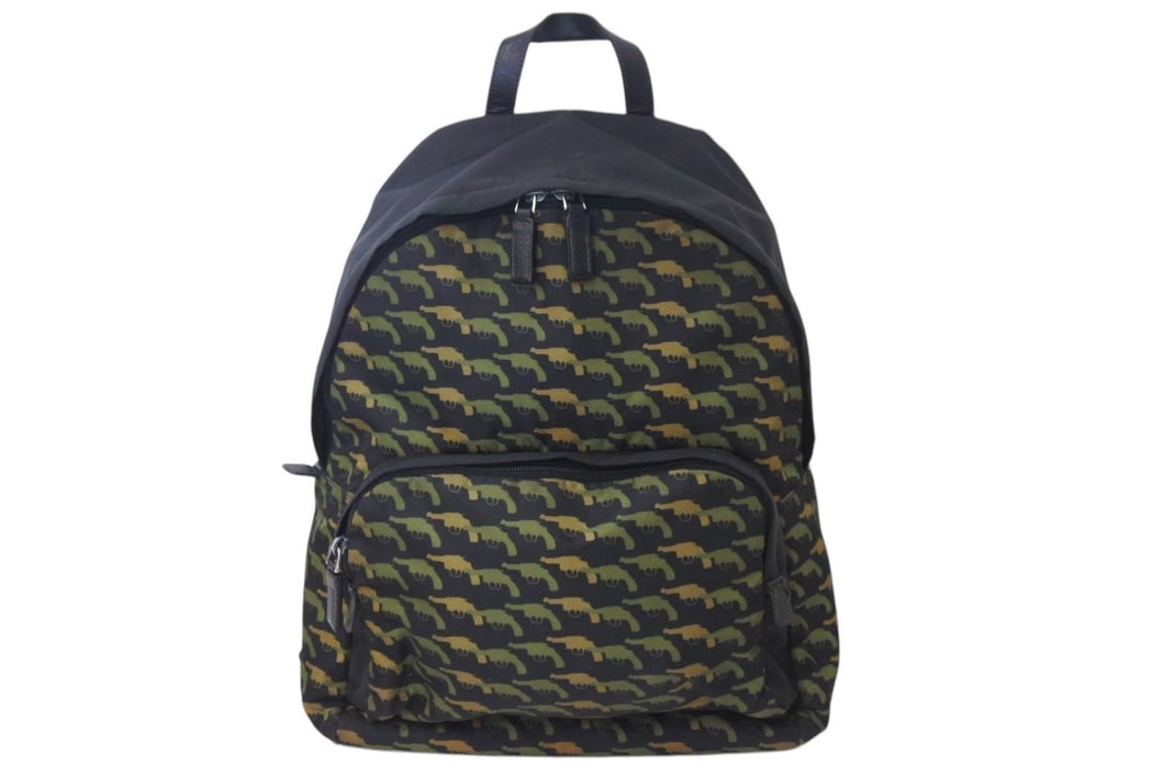 PRADA プラダ ピストル バックパック リュックサック ナイロン レザー ブラック ブラウン カーキ 美品 中古 4c071602 