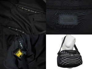 CHANEL シャネル スポーツライン ショルダーバッグ 10番台 2WAY ココマーク ステッチ ナイロン ブラック ホワイト 美品 中古 4c071606
