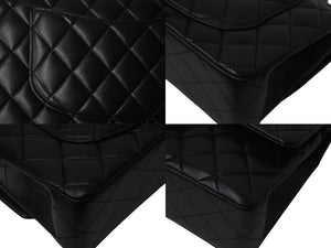 極美品 CHANEL シャネル Wフラップ 23 ショルダーバッグ ラムスキン ランダム マトラッセ シルバー金具 ブラック 中古 4c071614