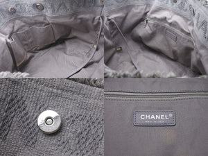 CHANEL シャネル ショッピングチェーントート 2WAYバッグ 25番台 イタリア製 キャンバス レザー グレー シルバー金具 美品 中古 4c071615